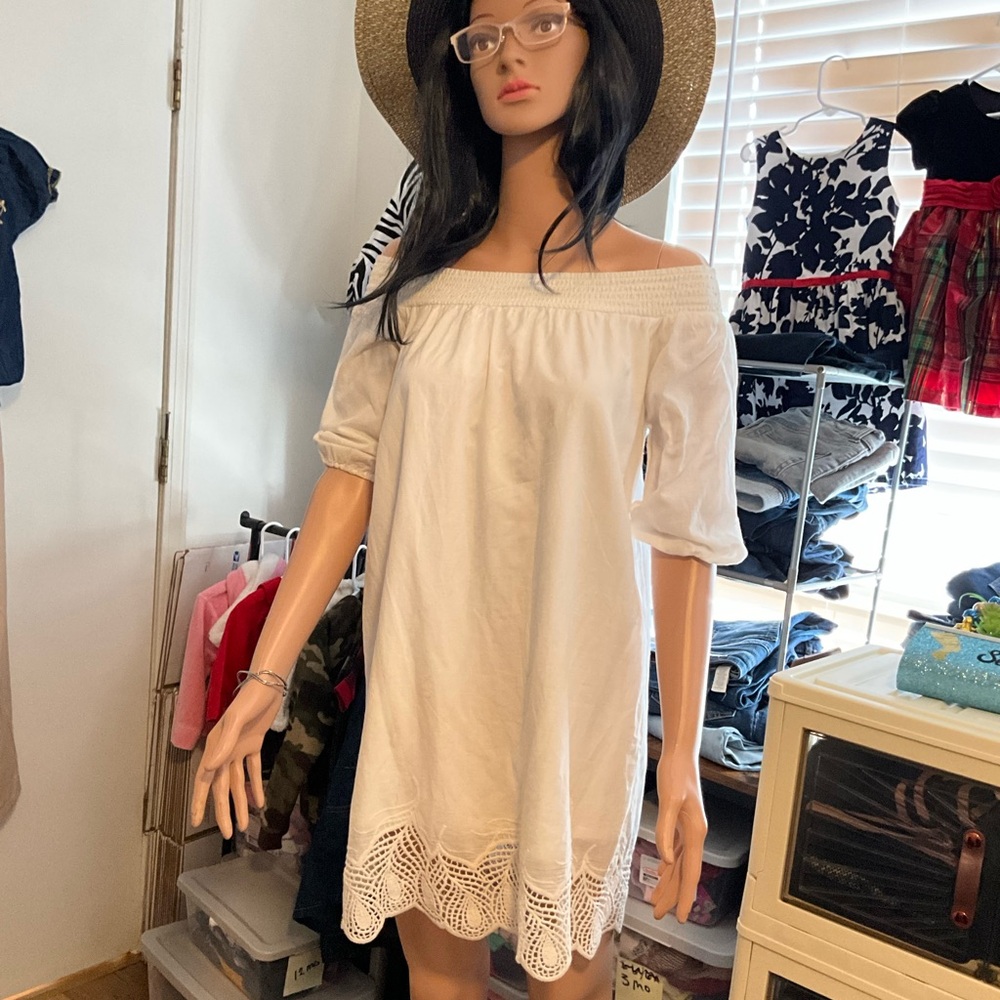 Love Fire White Lined Cotton Mini Dress - Size Small